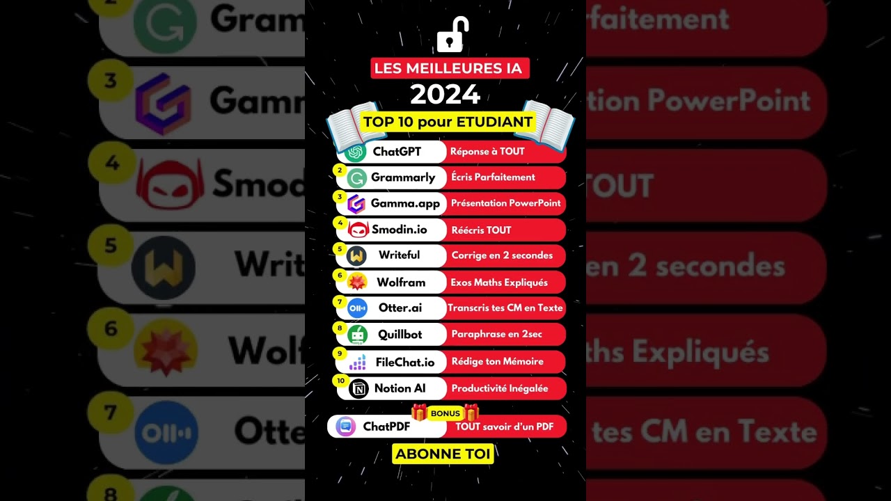 📖 Les Meilleures IA pour les Étudiants ! #étudiants #outilsia #intelligenceartificielle #ia #devoir