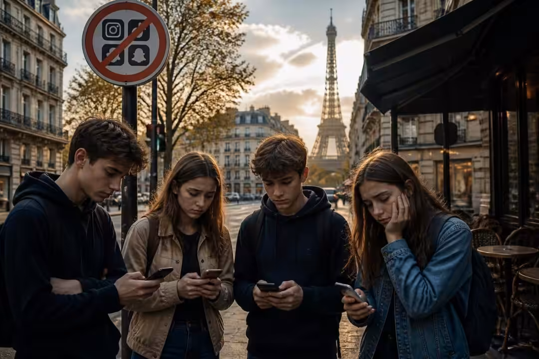 la france interdit l'accès aux réseaux sociaux aux moins de 15 ans afin de protéger les jeunes utilisateurs des contenus inappropriés et promouvoir une utilisation responsable d'internet.